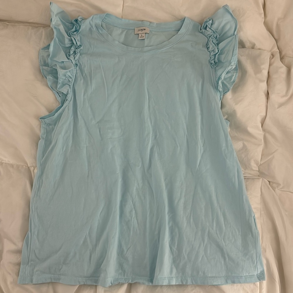 Blue J.crew factory ruffle sleeve tee